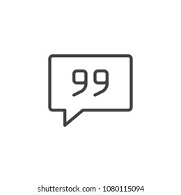Speech bubble with punctuation outline icon. linear style sign for mobile concept and web design. Quote simple line vector icon. Symbol, logo illustration. Pixel perfect vector graphics