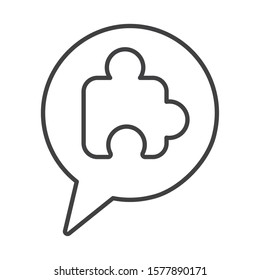 speech bubble with puzzle game piece vector illustration design