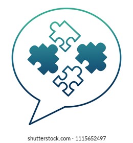 speech bubble with puzzle pieces isolated icon