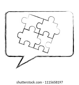 speech bubble with puzzle pieces isolated icon
