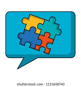 speech bubble with puzzle pieces isolated icon