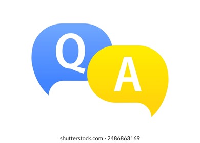 Speech bubble with q and a letters, faq chat. Question and answer message. Quality support promotion banner. Vector illustration