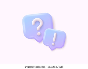 Speech bubble with q and a letters, questions and answers, faq chat. 3D Web Vector Illustrations.
