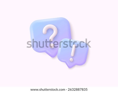 Speech bubble with q and a letters, questions and answers, faq chat. 3D Web Vector Illustrations.