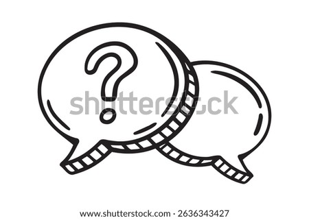 speech bubble question mark. Question mark dialog icon doodle hand drawn. Outline line drawing clipart symbol. Vector illustration