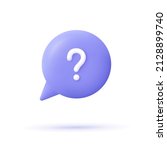 Speech bubble with question mark. FAQ, support, help concept. 3d vector icon. Cartoon minimal style.