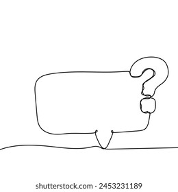 Speech bubble with question mark icon in sketch style. Help and quiz vector symbol. FAQ single continuous line. Editable stroke.