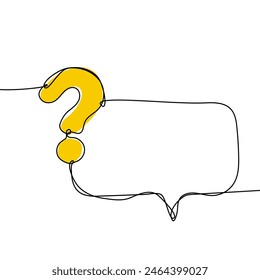 Speech bubble with question mark icon in sketch style. Help and quiz vector symbol. FAQ single continuous line. Editable stroke.