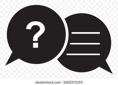 Speech bubble with question mark. Vector illustration. FAQ, question and answer icon vector. Q and A sign symbol on transparent Background. EPS 10.