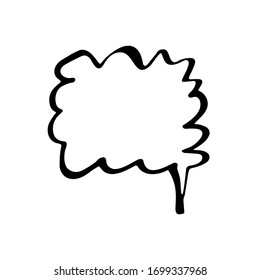 Speech bubble quick sketch ink. Vector illustration. Black lines on a white background.