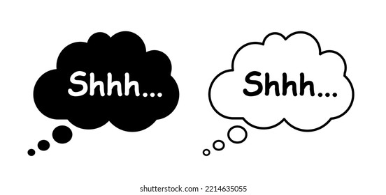 Speech Bubble. Quiet, Please, Silent, No Talking, No Speaking Icon. Keep Silence Symbol. Keep Quiet Sign – Vector