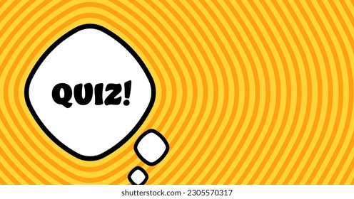 Speech bubble with quiz text. Boom retro comic style. Pop art style. Vector line icon for Business