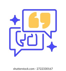 Speech Bubble Quote Line Icon, Outline Symbol for Customer Testimonial, Dialogue Message, Remark Comment, Conversation Bridge, and Citation Text. Vector Sign Icon.