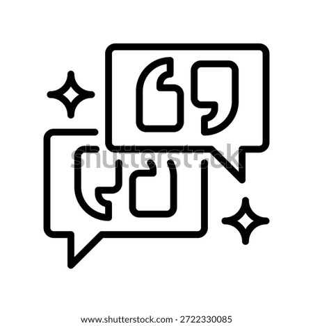 Speech Bubble Quote Line Icon, Outline Symbol for Customer Testimonial, Dialogue Message, Remark Comment, Conversation Bridge, and Citation Text. Vector Sign Icon.