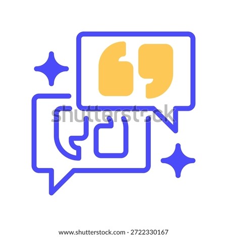 Speech Bubble Quote Line Icon, Outline Symbol for Customer Testimonial, Dialogue Message, Remark Comment, Conversation Bridge, and Citation Text. Vector Sign Icon.