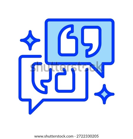 Speech Bubble Quote Line Icon, Outline Symbol for Customer Testimonial, Dialogue Message, Remark Comment, Conversation Bridge, and Citation Text. Vector Sign Icon.