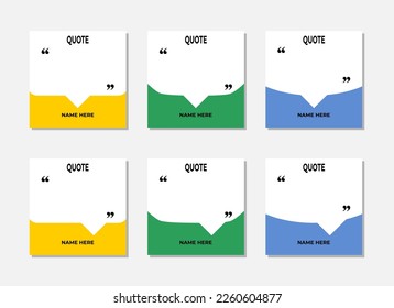 Speech bubble quote social media template set. Blank speech bubble frame and copy space for quotes and client or testimonials review.	