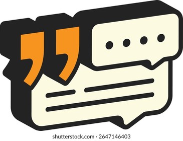 Burbuja de discurso con símbolo de cita en estilo plano moderno, ideal para Comentarios, reseña o imágenes testimoniales.