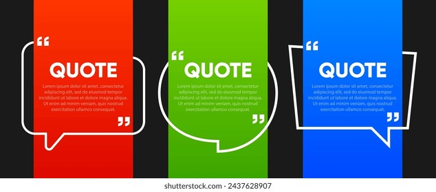 Speech Bubble Quote Template. Blank Speech Bubble in different color and forms. Space for Quotes. Vector illustration.