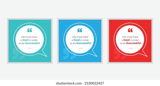 Speech Bubble Quote Template Set. Blank Speech Bubble Frame with Quotation Marks and Copy Space for Quotes.