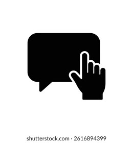 Speech Bubble with Raised Hand Icon for Question or Attention - Black Design