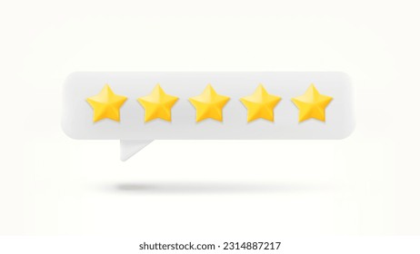 Speech bubble with rating stars. Feedback concept. 3d vector illustration