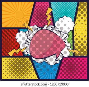 speech bubble with rays pop art style