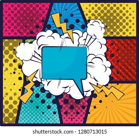 speech bubble with rays pop art style