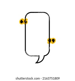 Speech bubble of rectangle shape, quotation commas, feedback or review box template isolated icon. Vector message quotation border, comments and remarks blog quoting tag, citation reference frame