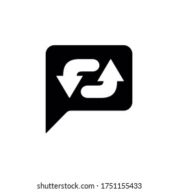 Speech bubble with recycle arrow icon. Reload, refresh messages symbol for modern web and mobile UI design.