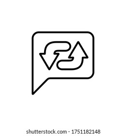 Speech bubble with recycle arrow icon. Reload, refresh messages symbol for modern web and mobile UI design.