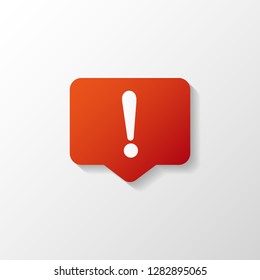 Speech bubble red attention sign icon