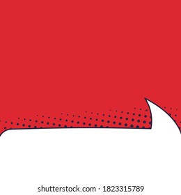 Speech bubble red banner with space for phrases. Cartoon white comic bubble with empty space for speech phrases, conversation text and words on background with dotted shadow in vector illustration.