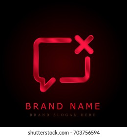Speech bubble red chromium metallic logo