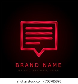 Speech bubble red chromium metallic logo
