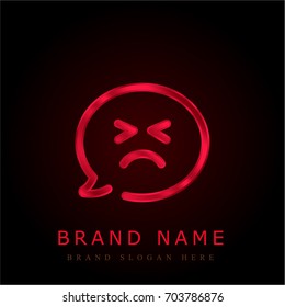Speech bubble red chromium metallic logo