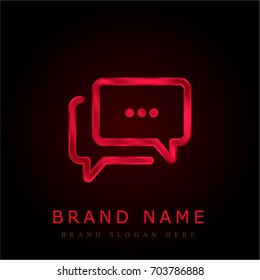 Speech bubble red chromium metallic logo