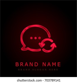 Speech bubble red chromium metallic logo