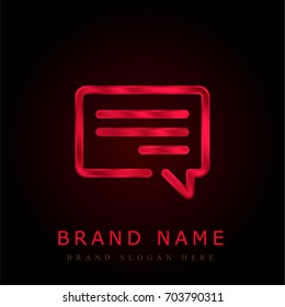 Speech bubble red chromium metallic logo