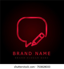 Speech bubble red chromium metallic logo