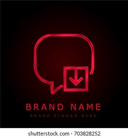 Speech bubble red chromium metallic logo