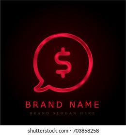 Speech bubble red chromium metallic logo