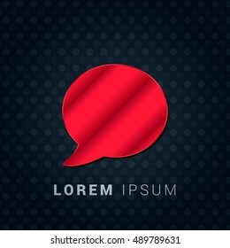 Speech Bubble Red chromium precious metallic 3D Icon / Logo Design