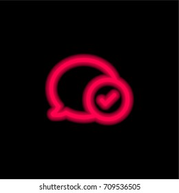 Speech bubble red glowing neon ui ux icon. Glowing sign logo vector