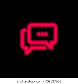 Speech bubble red glowing neon ui ux icon. Glowing sign logo vector