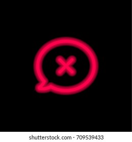 Speech bubble red glowing neon ui ux icon. Glowing sign logo vector