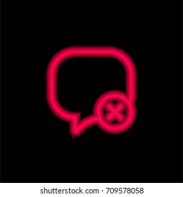 Speech bubble red glowing neon ui ux icon. Glowing sign logo vector