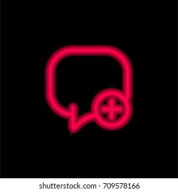 Speech bubble red glowing neon ui ux icon. Glowing sign logo vector