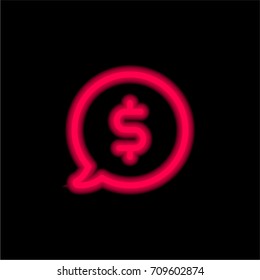 Speech bubble red glowing neon ui ux icon. Glowing sign logo vector
