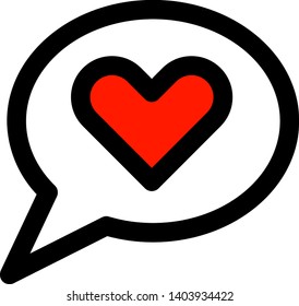 Speech bubble with red heart icon